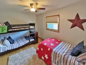 Bedroom 3, second level, Twin bunk bed and single Twin bed. Kid friendly!