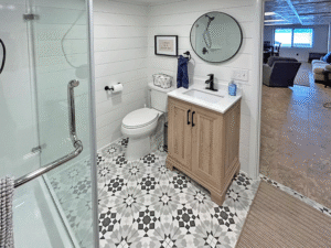View #2 newly remodeled lower level full bath with changing area